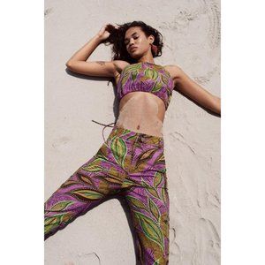 Zara PRINTED LINEN BLEND TROUSERS (nwot) Size S